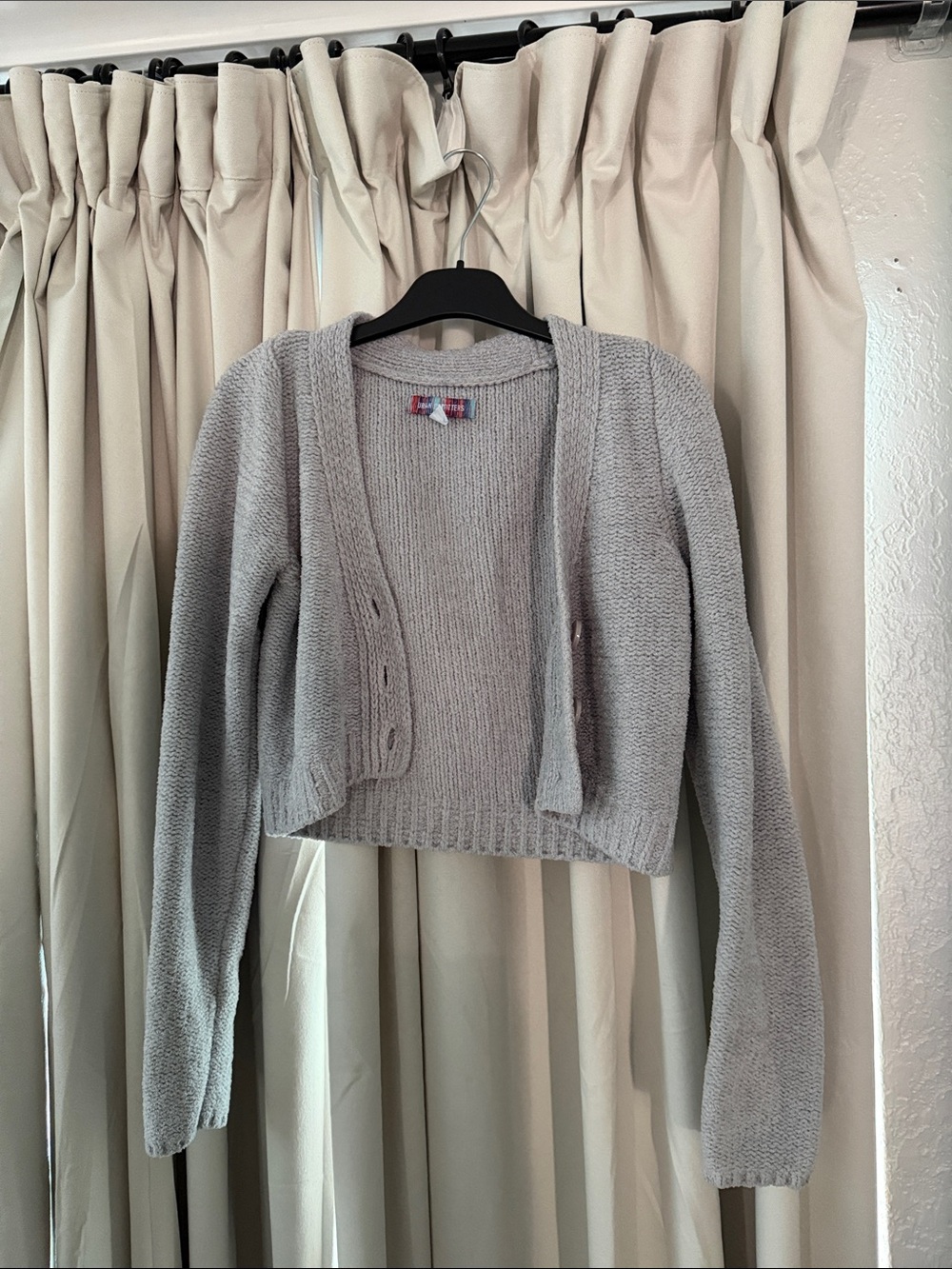 Urban Outfitters Light Gray Cropped Open-Front Cardigan